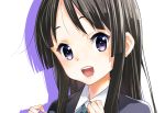  1girl akiyama_mio black_hair face highres hime_cut k-on! left-handed long_hair minimaru pixiv_manga_sample resized school_uniform shadow smile solo violet_eyes 