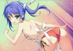  &gt;:o 1girl :o absurdres apron ass back bare_back blue_hair breasts green_eyes hair_ribbon highres kikuchi_seiji long_hair looking_back mayo_chiki! medium_breasts panties red_panties ribbon side-tie_panties sideboob solo twintails underwear usami_masamune 