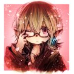  1girl blonde_hair final_fantasy final_fantasy_xi fujiwara_akina glasses pointy_ears red_eyes short_hair solo tarutaru 