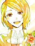  1girl ashinamaturi blonde_hair brown_eyes flower petra_ral shingeki_no_kyojin short_hair solo 