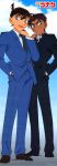  2boys absurdres ahoge black_hair blue_eyes brown_hair dark_skin happy hattori_heiji highres kudou_shin&#039;ichi long_image male meitantei_conan multiple_boys school_uniform short_hair sky stick_poster tall_image 