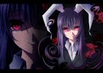  1girl animal_ears breasts purple_hair rabbit_ears red_eyes reisen_udongein_inaba semikichi solo static touhou zoom_layer 