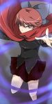  1girl blue89 bow cape foreshortening hair_bow highres long_sleeves looking_at_viewer red_eyes redhead sekibanki short_hair skirt solo touhou 