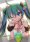  1girl ahoge hatsune_miku long_hair solo twintails ulogbe vocaloid wink 