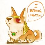  :&lt; dog english headgear inkinesss jewelry league_of_legends lowres nasus nasus_(dog) necklace no_humans paws red_eyes 
