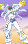  00s 1boy arms_up belt bodysuit cartridge crossover full_body gachon_jirou helmet kamen_rider kamen_rider_fourze kamen_rider_fourze_(series) king_gainer overman_king_gainer sign solo standing wrist_cuffs 