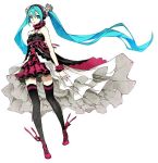  1girl 7th_dragon 7th_dragon_(series) 7th_dragon_2020 7th_dragon_2020-ii aqua_hair bare_shoulders blue_eyes camisole frills hatsune_miku long_hair miwa_shirou official_art simple_background skirt solo thigh-highs too_many twintails vocaloid white_background 
