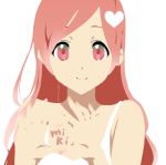 1girl 3aya_n bodyart character_name long_hair lowres parody pink_eyes pink_hair sf-a2_miki simple_background smile solo style_parody tattoo vocaloid white_background 