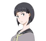 1girl black_hair blue_eyes kirigaya_suguha school_uniform short_hair sword_art_online uki_atsuya 