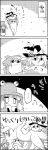  1girl 4koma bow braid cirno cold comic flat_gaze hair_bow hat hat_bow highres jitome kirisame_marisa long_image monochrome moriya_suwako object_on_head scarf smile snow snowman tall_image tani_takeshi tentacle touhou translated wings witch_hat yukkuri_shiteitte_ne 