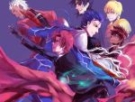  1girl 5boys archer armor avenger bazett_fraga_mcremitz ch3507 fate/hollow_ataraxia fate/stay_night fate_(series) gae_bolg gilgamesh kotomine_kirei lancer multiple_boys 