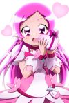  1girl absurdres chocolate chocolate_heart choker cure_blossom dress hair_down hanasaki_tsubomi heart heartcatch_precure! highres kiyu_(doremi&#039;s_party) long_hair magical_girl open_mouth pink_eyes pink_hair precure ribbon smile solo valentine 