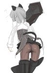  1girl ? animal_ears ass bad_id cat_ears cat_tail crotch dust_box from_behind military military_uniform pantyhose rocket_launcher sanya_v_litvyak short_hair silver_hair sketch skirt solo strike_witches striker_unit tail thigh_gap uniform weapon white_background world_witches_series 