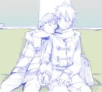  2boys blush hand_holding ikari_shinji male multiple_boys nagisa_kaworu neon_genesis_evangelion pixiv_manga_sample saifu_(sisutakh) scarf short_hair sleeping smile 