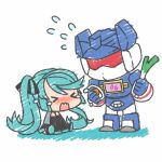  &gt;_&lt; 1girl blush chibi closed_eyes couple crossover crying decepticon flying_sweatdrops hatsune_miku mecha open_mouth rkp robot soundwave spring_onion transformers vocaloid wavy_mouth 