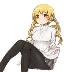  1girl blonde_hair casual drill_hair mahou_shoujo_madoka_magica pantyhose runamatu sweater tomoe_mami twin_drills yellow_eyes 