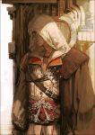  1boy assassin&#039;s_creed assassin&#039;s_creed_(series) assassin&#039;s_creed_ii belt cape et.m ezio_auditore_da_firenze gloves hood jewelry male_focus necklace solo 