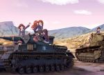  6+girls akiyama_yukari anglerfish bangs bird black_hair black_legwear blue_jacket brown_eyes brown_hair caterpillar_tracks duck emblem girls_und_panzer ground_vehicle hairband hug isobe_noriko isuzu_hana jacket long_hair long_sleeves messy_hair military military_uniform military_vehicle miniskirt motor_vehicle multiple_girls nishizumi_miho orange_hair panzerkampfwagen_iv pleated_skirt reizei_mako saitaniya_ryouichi sasaki_akebi short_hair skirt smile takebe_saori tank thigh-highs type_89_i-gou uniform vehicle white_skirt 