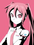  1girl character_name detached_sleeves hatsune_miku heart heart-shaped_pupils highres long_hair necktie oonishi_shunsuke pink_eyes pink_hair simple_background solo symbol-shaped_pupils tattoo twintails vocaloid 