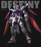  00s black_background character_name destiny_gundam gundam gundam_seed gundam_seed_destiny highres mecha no_humans simple_background solo zhenlin 