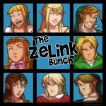  4boys 4girls blonde_hair blue_eyes brown_hair circlet frown grin hat link multiple_boys multiple_girls nintendo one_eye_closed parody pointy_ears princess_zelda smile the_brady_bunch the_legend_of_zelda the_legend_of_zelda:_ocarina_of_time the_legend_of_zelda:_skyward_sword the_legend_of_zelda:_twilight_princess tiara tiuana_rui wink 