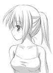  1girl breasts lowres monochrome original ponytail profile simple_background solo upper_body white_background yuyi 