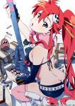  1girl anti-materiel_rifle bag belt bikini_top boota boots bullet butt_crack fingerless_gloves gainaxtop gloves gun hair_ornament long_hair looking_back nishigori_atsushi ponytail redhead rifle scarf short_shorts shorts sitting skull_hair_ornament sniper_rifle tengen_toppa_gurren_lagann thigh-highs wariza weapon yellow_eyes yoko_littner 