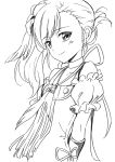  1girl agahari arms_behind_back long_hair monochrome odette_(rune_factory) rune_factory rune_factory_oceans simple_background smile solo white_background 