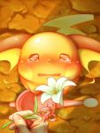  blush cafe_(chuu_no_ouchi) flower hands highres lily_(flower) no_humans pokemon pokemon_(creature) raichu solo_focus tears 