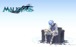  1boy barefoot blue_eyes blue_hair cape chair detached_pants feet highres jewelry male_focus malicious solo toe_ring toeless_legwear toeless_socks valeria_(malicious) wallpaper white_background 