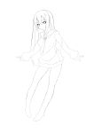  1girl absurdres highres kagerou_(shadowmage) lineart long_hair monochrome original solo very_long_hair 