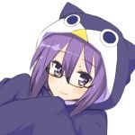  1girl bird costume drawfag gj-bu glasses hood kuramoto_takato purple_hair solo sumeragi_shion violet_eyes 