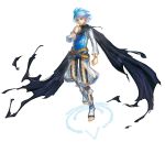  1boy barefoot blue_eyes blue_hair cape detached_pants feet jewelry male_focus malicious official_art solo toe_ring toeless_legwear toeless_socks valeria_(malicious) white_background 