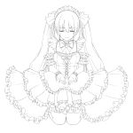  1girl breasts closed_eyes frills highres kagerou_(shadowmage) lineart long_hair monochrome original smile solo very_long_hair 