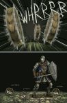  2koma armor chains chosen_undead comic dagger dark_souls emlan from_software full_armor gauntlets greaves hamster helm helmet highres knight shield skeleton skull souls_(from_software) spike sword visor_(armor) weapon wheel 