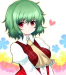  1girl female flower green_hair heart kazami_yuuka red_eyes shiohachi short_hair smile solo touhou 