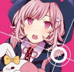  1girl :o bad_id blush bow choukou_koukyou_no_inagi dangan_ronpa ears hair_ornament hairclip hood hoodie looking_at_viewer lowres monomi_(dangan_ronpa) nanami_chiaki open_mouth pink_eyes pink_hair short_hair spoilers super_dangan_ronpa_2 tears 