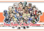  6+boys 6+girls absolutely_everyone bald black_hair blonde_hair blue_eyes blue_hair bodysuit brad_burns braid chibi chinese_clothes copyright_name dark_skin double_bun dural eileen el_blaze everyone facial_hair fighting_stance fingerless_gloves gloves goatee grin hakama headband high_kick hinogami_goh hood jacky_bryant japanese_clothes jean_kujo jeffry_mcwild kage-maru ken_juurou kicking kimono lau_chan lei-fei lion_rafale luchador luchador_mask mask mexican multiple_boys multiple_girls mustache ninja open_clothes open_shirt pai_chan purple_hair red_eyes sarah_bryant shirt shun_di single_braid smile spiky_hair sumo taka-arashi twin_braids umenokouji_aoi vanessa_lewis violet_eyes virtua_fighter virtua_fighter_5 white_hair wolf_hawkfield wrestling_mask yuki_akira 