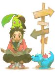  00s 1boy :3 baseball_cap biting black_eyes black_hair chikorita cosplay cyndaquil d&amp;p gold_(pokemon) gold_(pokemon)_(cosplay) hat map pokemon pokemon_(creature) pokemon_(game) pokemon_hgss red_eyes tegaki totodile 