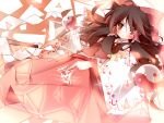  1girl :&lt; black_hair blush bow brown_eyes daidai_ookami female hair_bow hair_tubes hakurei_reimu long_hair solo touhou 