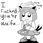  1girl 4chan :3 animal_ears bkub_(style) bling bow cat_ears cat_tail chen drawfag ear_piercing female hat middle_finger monochrome multiple_tails piercing profanity short_hair tail touhou typo 