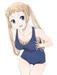  1girl bad_id blonde_hair blue_eyes blush breast_padding chuunibyou_demo_koi_ga_shitai! dekomori_sanae flat_chest kuuyuu long_hair md5_mismatch one-piece_swimsuit open_mouth school_swimsuit smile solo swimsuit twintails very_long_hair 