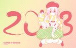  10s 1girl 2013 beret cardigan character_name checkered checkered_background chinese_zodiac doughnut flat_color food frilled_skirt frills hand_puppet hat headphones highres leg_warmers legs_folded lineart new_year nitroplus official_art partially_colored patterned_background polka_dot_skirt puppet scarf skirt snake snake_(chinese_zodiac) solo striped striped_scarf super_sonico sweater wallpaper winter_clothes 