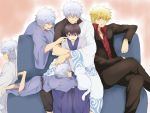  6+boys animalization bad_id bandanna black_hair blonde_hair brown_eyes cat child formal gintama glasses japanese_clothes kimono male_focus maruki_(punchiki) multiple_boys multiple_persona sakata_gintoki shimura_shinpachi silver_hair suit younger 