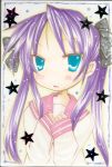  blue_eyes emo_(artist) emo_(mikan) hiiragi_kagami long_hair lucky_star purple_hair school_uniform twintails 