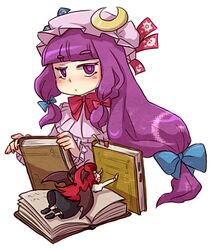  head_wings koakuma kty_(04) kty_(pixiv) lowres patchouli_knowledge purple_eyes purple_hair touhou violet_eyes 