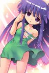  blunt_bangs dress dress_lift flat_chest furude_rika higurashi_no_naku_koro_ni hime_cut kurogarasu kurokarasu long_hair purple_eyes purple_hair strap_slip violet_eyes wind_lift 