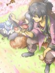  cherry_blossoms dog hanami kanami_(dec-02) kanami_(pixiv3160118) multiple_boys raven repede sake tales_of_(series) tales_of_vesperia yuri_lowell 