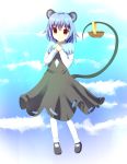  bad_id basket blue_hair cloud clouds highres mouse mouse_ears mouse_tail muneyuki nazrin short_hair sky tail touhou youkai 