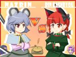  blue_hair braid cat_ears hair_ribbon kaenbyou_rin komeiji_satori kumoi_ichirin mouse_ears mouse_tail nazrin purple_hair red_eyes red_hair redhead ribbon short_hair tail touhou twin_braids urushi 